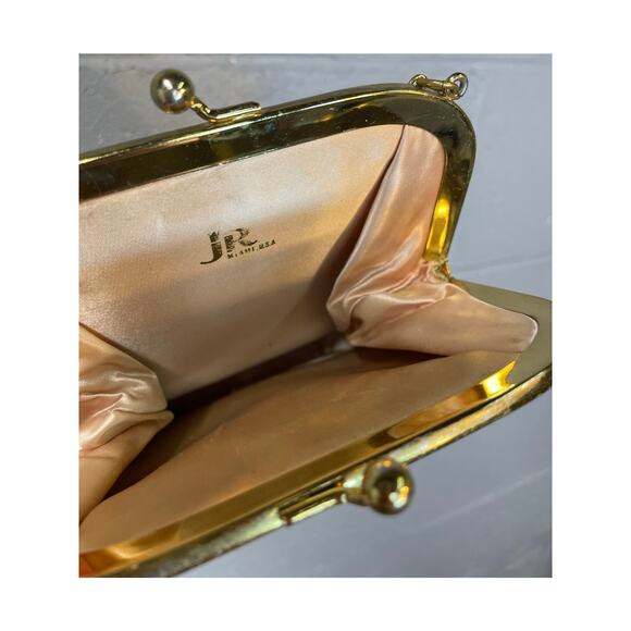 Vintage 1960s Floral Brocade Handbag Plastic Covered Kiss Lock Clasp Small Bag - Picture 10 of 10